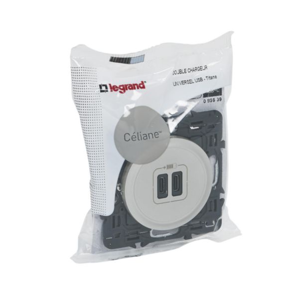 Prise double USB Céliane Type-C 3A 15W - finition titane avec support, à équiper d'une plaque de finition - Page 17
