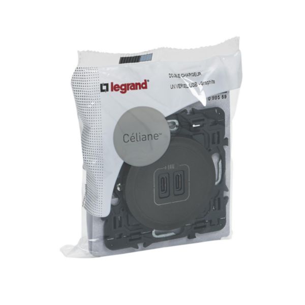 Prise double USB Céliane Type-C 3A 15W - finition graphite avec support, à équiper d'une plaque de finition - Page 19