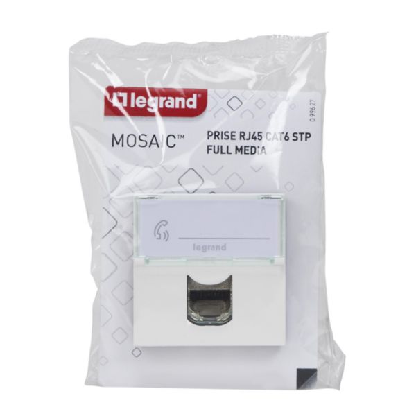 Prise RJ 45 multimédia Mosaic catégorie6 STP télévision , téléphone , informatique 2 modules - blanc