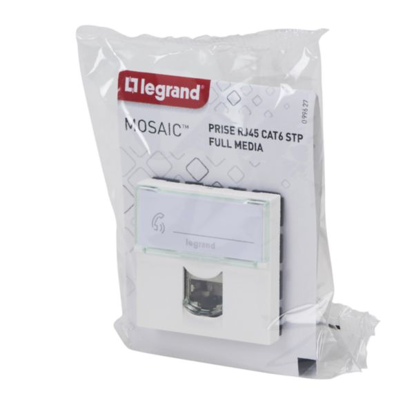 Prise RJ 45 multimédia Mosaic catégorie6 STP télévision , téléphone , informatique 2 modules - blanc