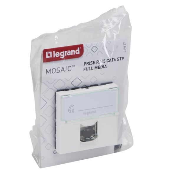 Prise RJ 45 multimédia Mosaic catégorie6 STP télévision , téléphone , informatique 2 modules - blanc