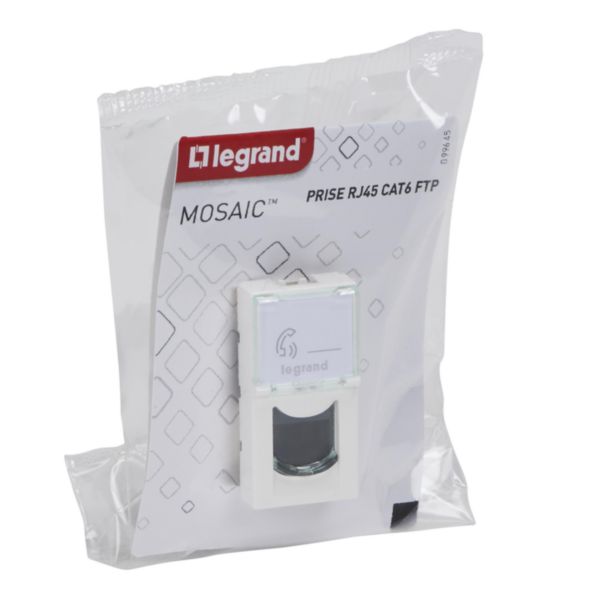 Prise RJ 45 multimédia Mosaic catégorie6 F/UTP 1 module - blanc