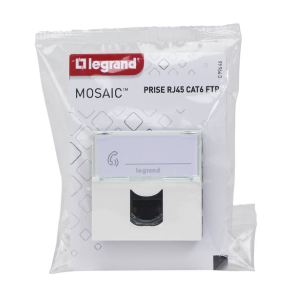 Prise RJ 45 multimédia Mosaic catégorie6 F/UTP 2 modules - blanc