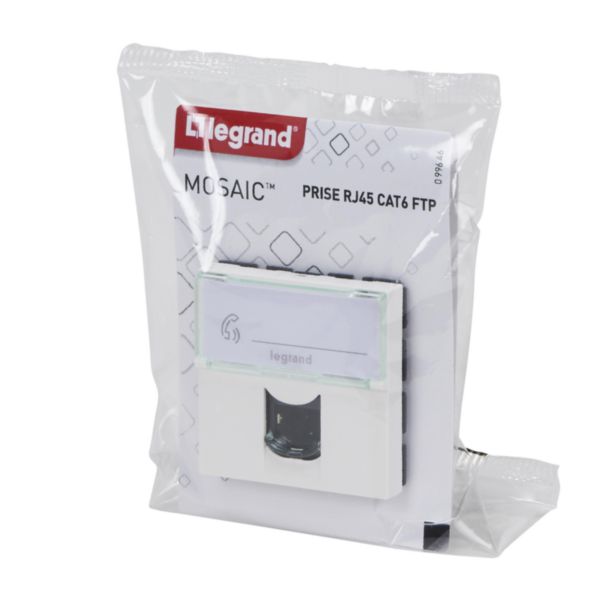 Prise RJ 45 multimédia Mosaic catégorie6 F/UTP 2 modules - blanc