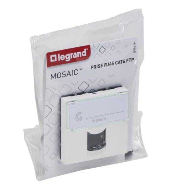 Prise RJ 45 multimédia Mosaic catégorie6 F/UTP 2 modules - blanc