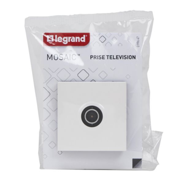 Prise TV simple mâle Mosaic 2 modules - blanc