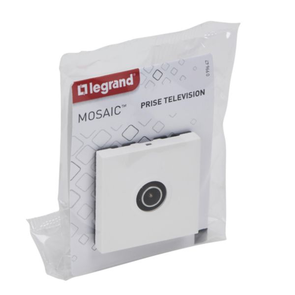 Prise TV simple mâle Mosaic 2 modules - blanc