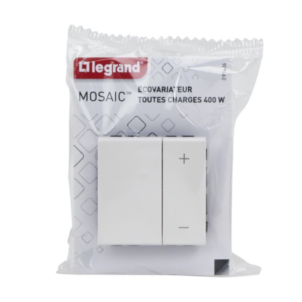 Variateur 400W toutes lampes Mosaic 2 modules - blanc