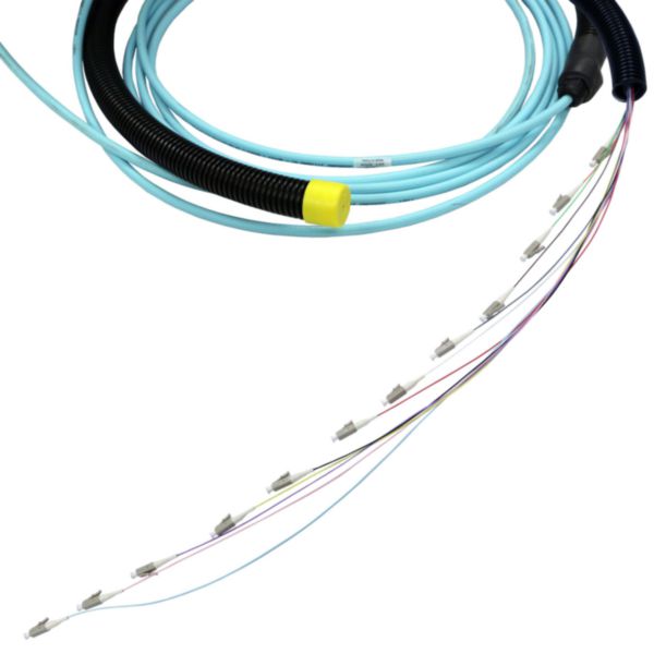 Lien préconnectorisé fibre LCS³ OM3 structure serrée 12LC-12LC longueur 10mètres