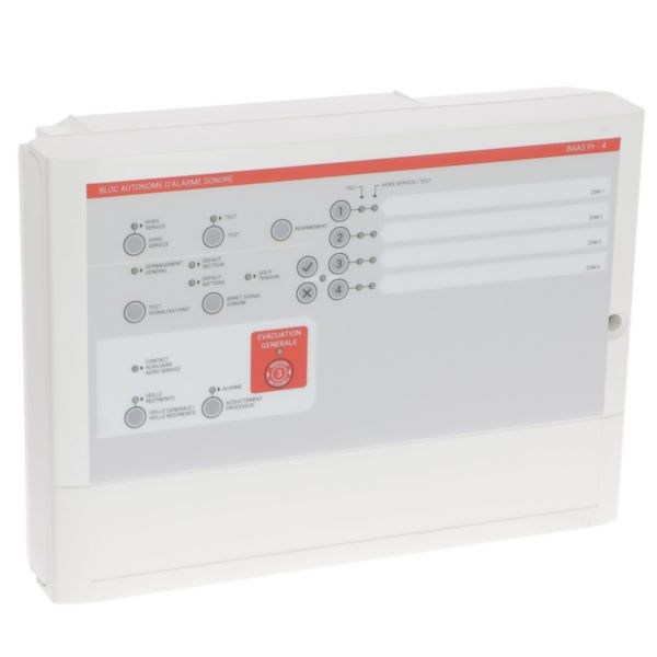 Bloc autonome d'alarme sonore principal (BAAS Pr) tableau d'alarme 4 boucles IP30 IK07