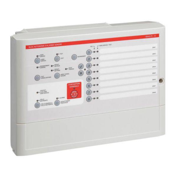 Bloc autonome d'alarme sonore principal (BAAS Pr) tableau d'alarme 8 boucles IP30 IK07