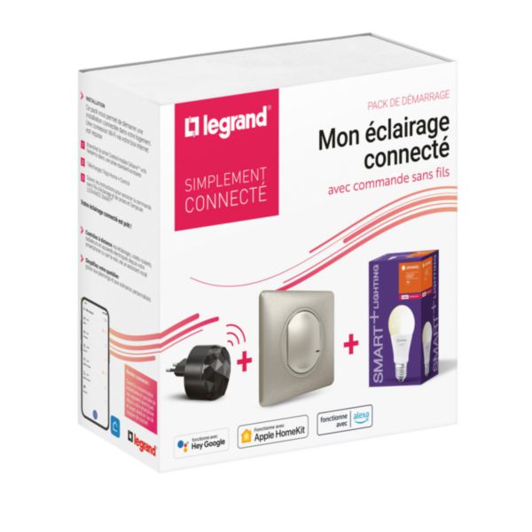 Pack de démarrage Éclairage Connecté Céliane with Netatmo commande sans fils, Prise Control mobile et ampoule dimmable - titane