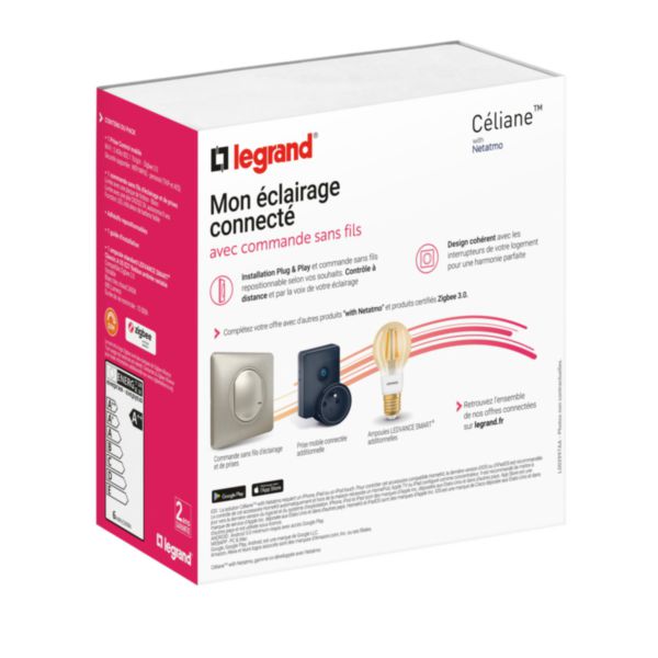 Pack de démarrage Eclairage Connecté Céliane with Netatmo commande sans fils, Prise Control mobile et ampoule dimmable ambrée - blanc