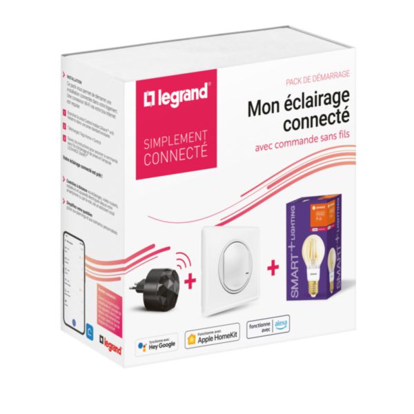 Pack de démarrage Eclairage Connecté Céliane with Netatmo commande sans fils, Prise Control mobile et ampoule dimmable ambrée - blanc