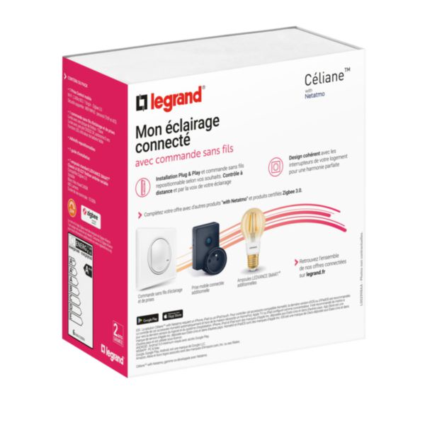 Pack de démarrage Eclairage Connecté Céliane with Netatmo commande sans fils, Prise Control mobile et ampoule dimmable ambrée - titane