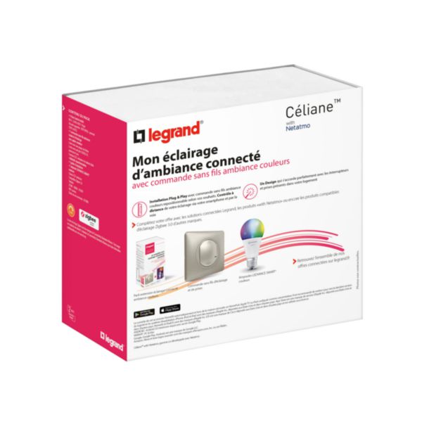 Pack de démarrage Ambiances Couleurs Céliane with Netatmo commande sans fils, Prise Control mobile et ampoule couleur - titane