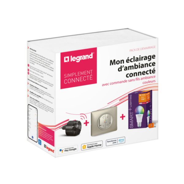 Pack de démarrage Ambiances Couleurs Céliane with Netatmo commande sans fils, Prise Control mobile et ampoule couleur - titane