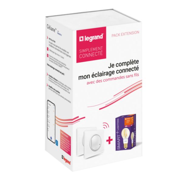 Pack extension Eclairage Connecté Céliane with Netatmo 2 commandes sans fils et ampoule dimmable ambrée - blanc
