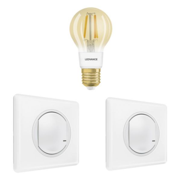 Pack extension Eclairage Connecté Céliane with Netatmo 2 commandes sans fils et ampoule dimmable ambrée - blanc