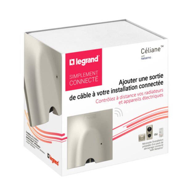 Sortie de câble connectée compatible fil pilote pour appareils 3000W maximum et mesure consommation - complet titane