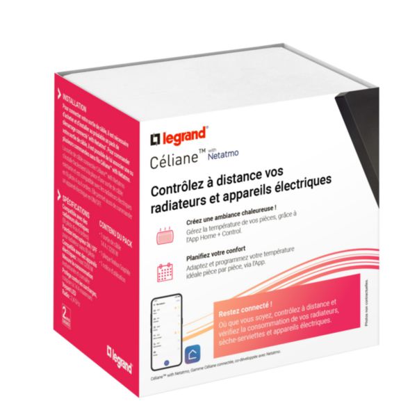 Sortie de câble connectée compatible fil pilote pour appareils 3000W maximum et mesure consommation - complet graphite