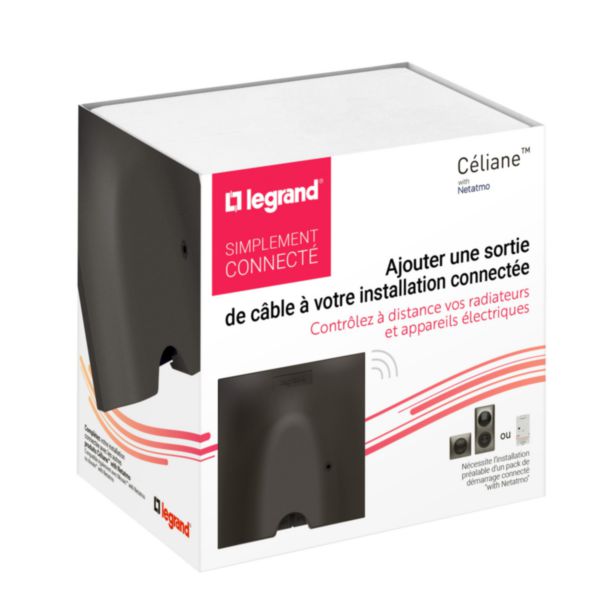 Sortie de câble connectée compatible fil pilote pour appareils 3000W maximum et mesure consommation - complet graphite