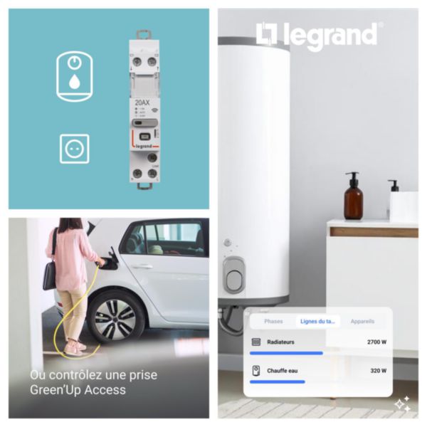 Tableau pré-équipé connecté Drivia with Netatmo pour chauffe-eau avec contacteur connecté et Module Control