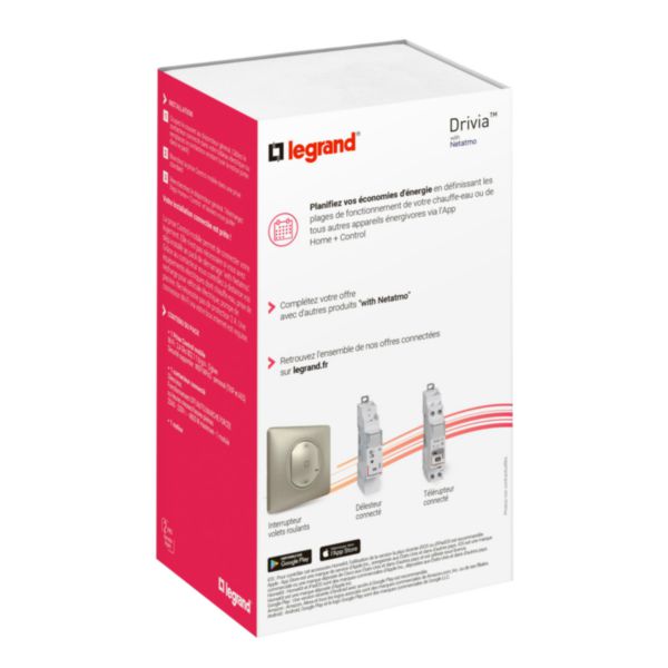 Pack de démarrage chauffe-eau connecté Drivia with Netatmo avec prise Control mobile et contacteur modulaire silencieux connecté