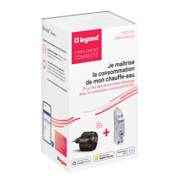 Pack de démarrage chauffe-eau connecté Drivia with Netatmo avec prise Control mobile et contacteur modulaire silencieux connecté