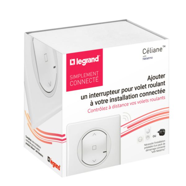 Interrupteur pour volet roulant pour installation connectée Céliane with Netatmo complet avec plaque Blanc