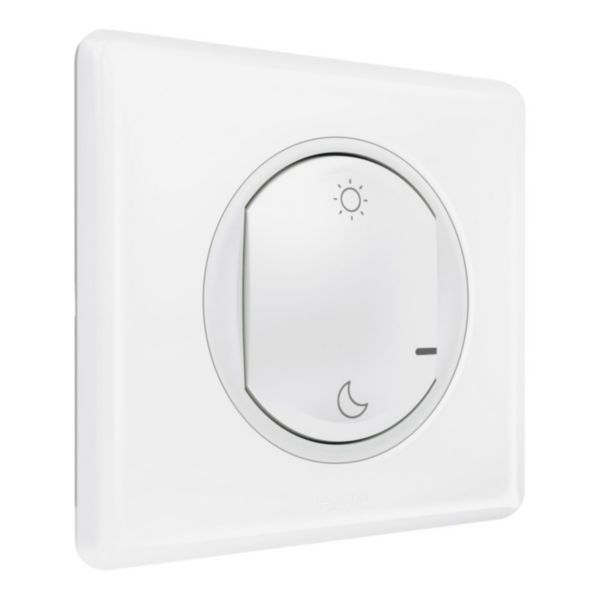 Commande sans fils Lever/Coucher pour installation connectée Céliane with Netatmo complète avec plaque Blanc