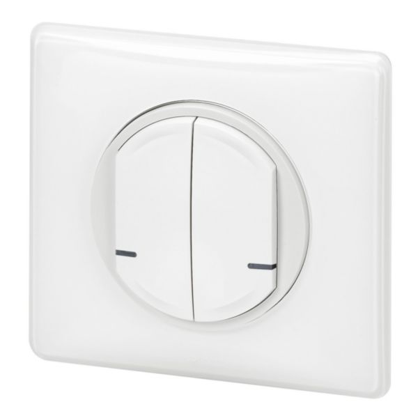 Interrupteur double 2 circuits pour installation connectée Céliane with Netatmo complet avec plaque Blanc