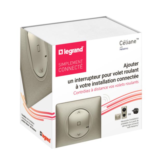 Interrupteur pour volet roulant pour installation connectée Céliane with Netatmo complet avec plaque Titane