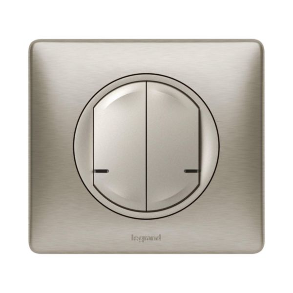 Interrupteur double sans fils pour interrupteur connecté ou prise connectée Céliane with Netatmo avec plaque Titane