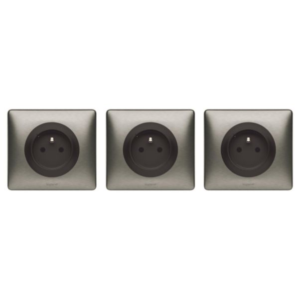 Lot de 3 prises connectées Céliane with Netatmo avec mesure puissance et suivi consommation complètes plaque Tungstène