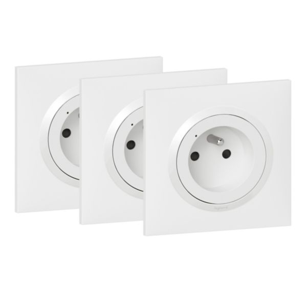 Lot de 3 prises connectées dooxie with Netatmo avec mesure puissance et suivi consommation complètes avec plaque blanche