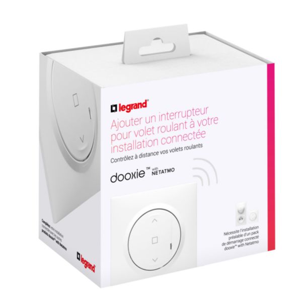 Interrupteur pour volet roulant pour installation connectée dooxie with Netatmo complet avec plaque blanche