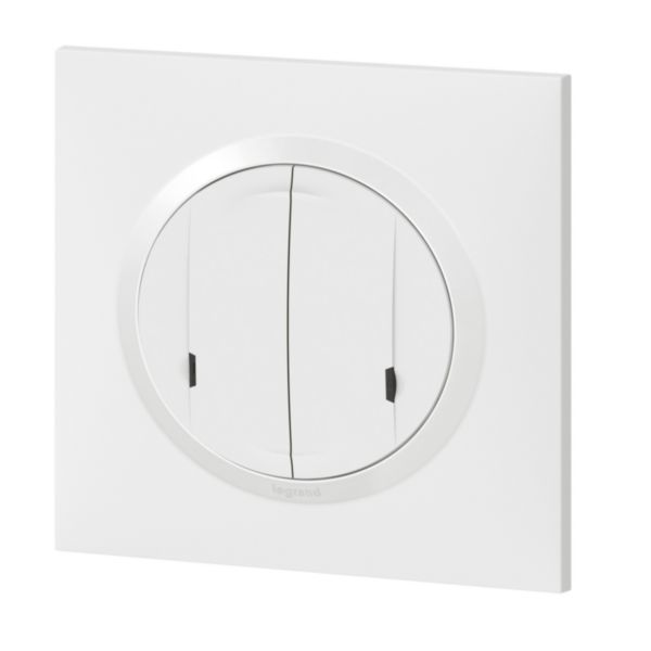 Interrupteur double 2 circuits pour installation connectée dooxie with Netatmo complet avec plaque blanche