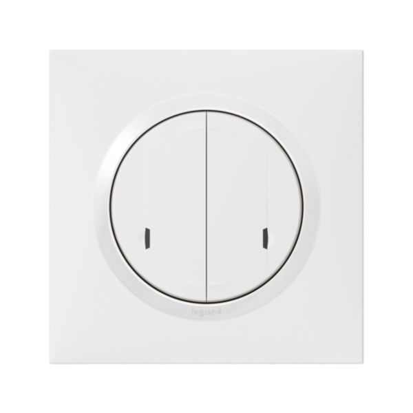 Interrupteur double sans fils pour interrupteur connecté ou prise connectée dooxie with Netatmo avec plaque blanche