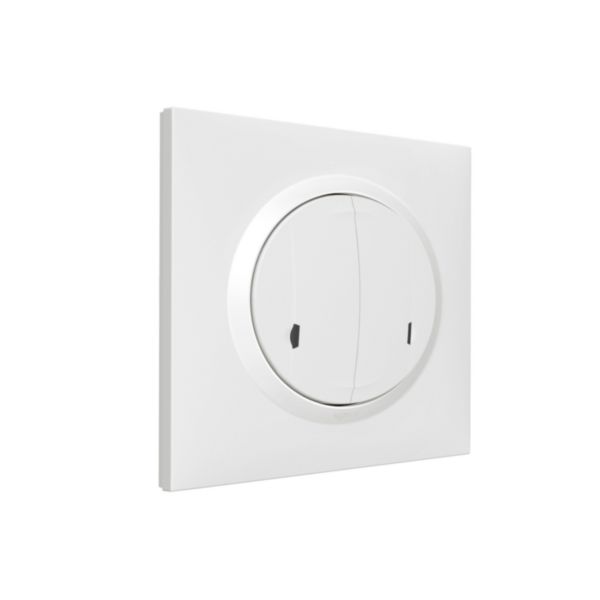 Interrupteur double sans fils pour interrupteur connecté ou prise connectée dooxie with Netatmo avec plaque blanche