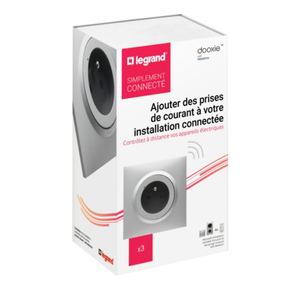 Lot de 3 prises connectées dooxie with Netatmo avec mesure puissance et suivi consommation complètes plaque alu