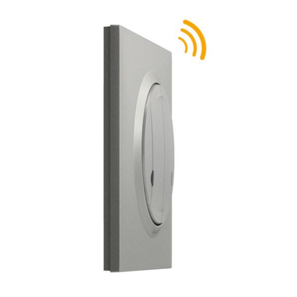 Interrupteur double sans fils pour interrupteur connecté ou prise connectée dooxie with Netatmo avec plaque alu