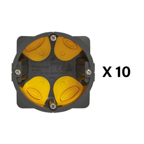 Lot de 10 boîtes à encastrer Eco Batibox profondeur 40mm pour plaque de plâtre - 1 poste