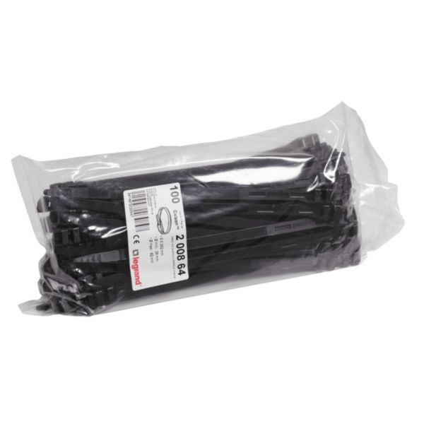 Lot 2500 colliers en sachet de 100 Colson noirs protégés ultraviolets denture extérieure largeur 9mm et longueur 262mm