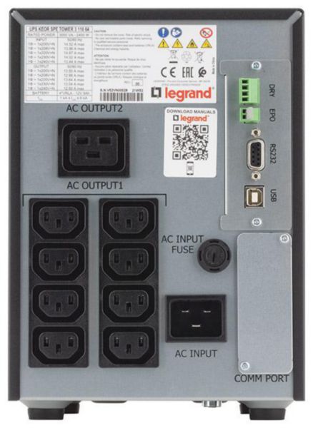 Onduleur tour Keor SPE line-interactive 3000VA avec 8 prises IEC 10A et 1 prise IEC 16A