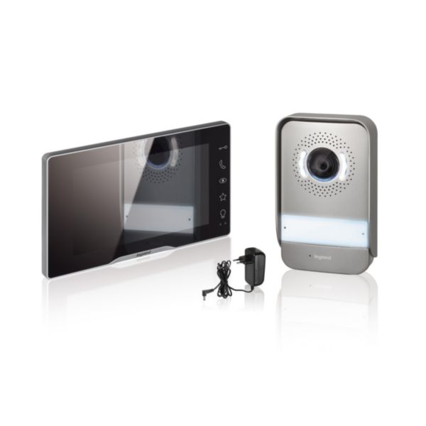 Visiophone Easy Kit Plus avec écran 7pouces noir effet miroir et platine de rue