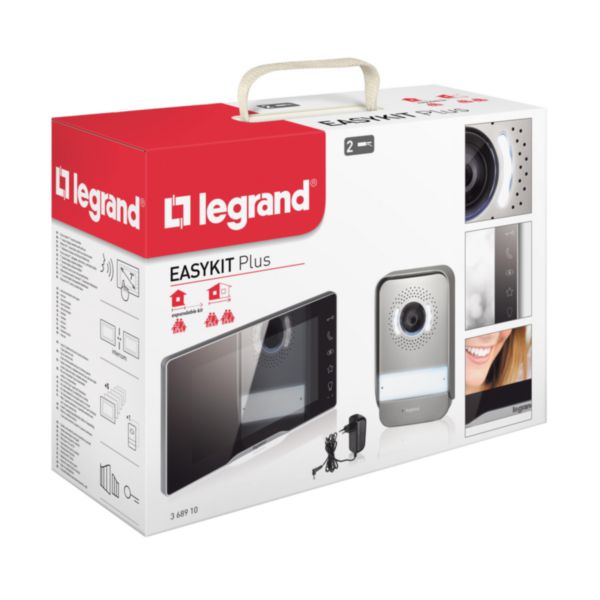 Visiophone Easy Kit Plus avec écran 7pouces noir effet miroir et platine de rue