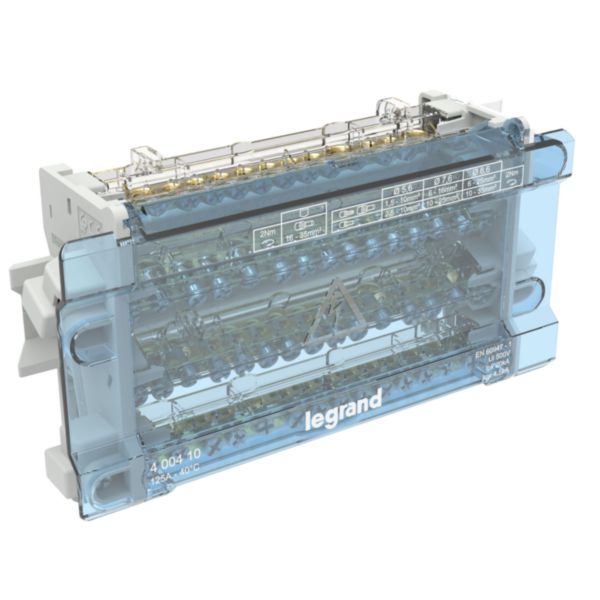 Répartiteur modulaire à barreaux étagés tétrapolaire 125A 15 départs - 10 modules