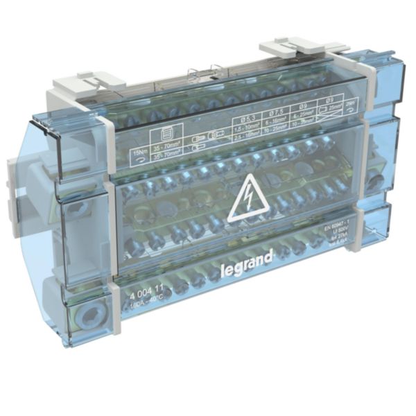 Répartiteur modulaire à barreaux étagés tétrapolaire 160A 13 départs - 10 modules