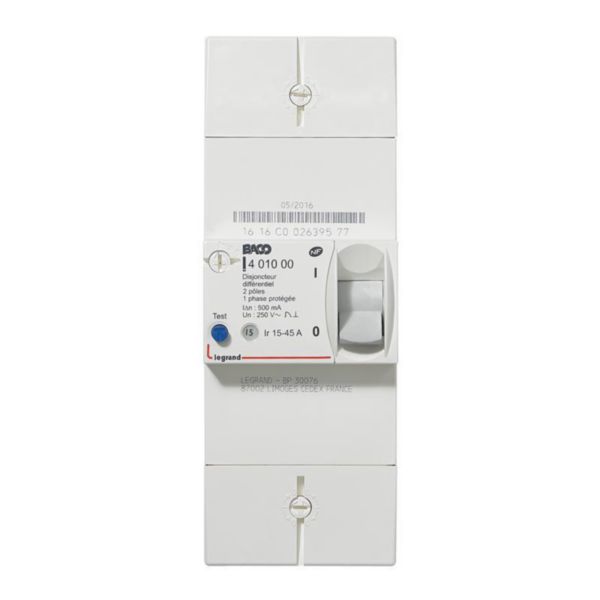 Disjoncteur de branchement Enedis - tarif bleu - 500mA instantané - 45A